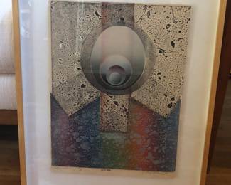 “Stella” 1974 color lithograph by Tadeusz Lapinksi (1928-2016), #4/6, pencil title & signature at bottom, image size 11” x 15”, framed size 16.5” x 21.5”.