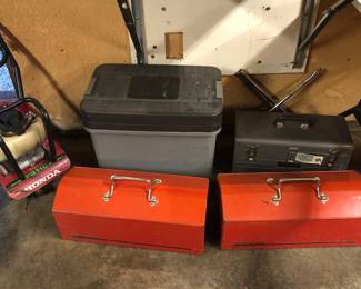 Honda FG110 mini-tiller, tool boxes by Waterloo & Craftsman