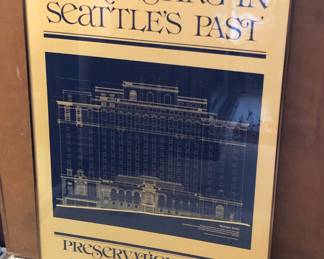 1982 Seattle Preservation Week poster with Olympic Hotel (24" x 36")