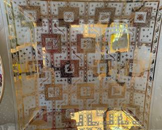 Vintage ‘50’s gold glass serving pieces 