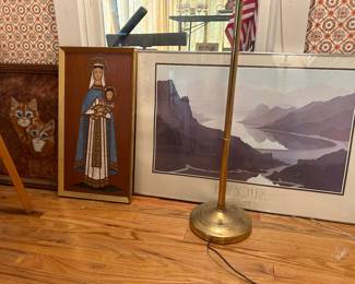 Franz Grosz Mary and Jesus Carved Wood Panel. Vintage Jerry Schurr print.