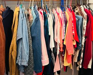 6 closets and 3 racks packed with vintage clothing 