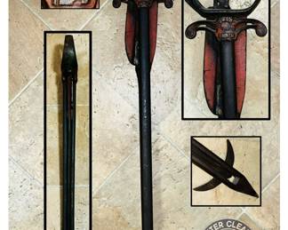 Antique cast iron hay bale harpoon spear 