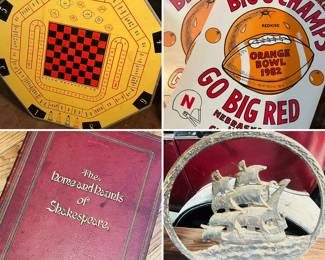 Space Race card and game table 
Vintage Nebraska memorabilia
The Home and Haunts of William Shakespeare 
Antique cast iron radio tower speaker/fire place screen 