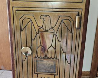 US Brass Mailbox by Cutler- Marble top & incased in wood.