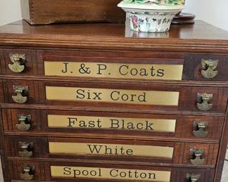 J & P Coats-6 Drawers Thread Cabinet w/ Embossed Sides