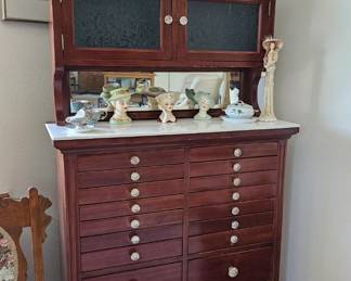 Dentist Cabinet- 20 Drawers w/ porcelain trays and marble top-Excellent Condition!