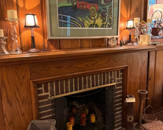 Large, original George Colin folk art, beautifully framed (living room above fireplace)