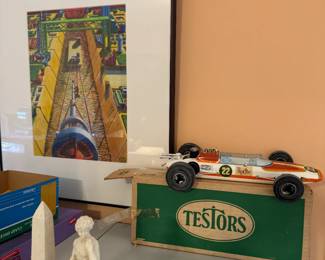 Testors Sprite car with box. Artwork is Chris Sterkey, September 2002. Purchased from Cinema Gallery in Urbana.  Link to his credits https://www.cinemagallery.cc/starkey_vitae.htm. 