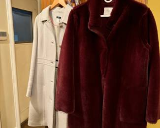 J Crew coat on left, super plush oxblood coat made by Velvet. Both are mediums
