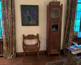 Beautiful mission style antique grandfather clock, arts & crafts.