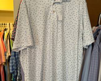 Golf polos: sizes L and XL
B Draddy, Callaway, Puma, Adidas, Nike, Orvis, Walter Hagen, Prana, Peter Millar, Rhoback, Johnnie-O, Bonobos, Vineyard Vines