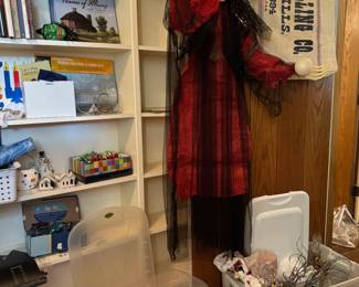 Bottom tub is Chinese New Year and tub on bottom right is for New Year. Mostly&nbsp;Halloween decorations, most from Grandin Road. Nice stuff! Great books in here, ephemera, holiday "sugar houses", vintage ornaments, Judaica and Hanukkah items