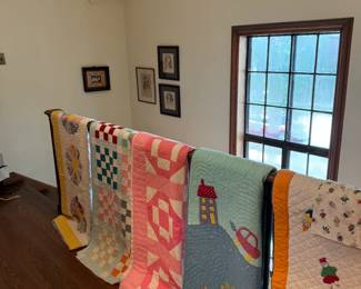 Lovely antique and vintage quilt collection, all in excellent condition&nbsp;. Several other linens from Garnet Hill