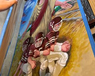 HUGE painted panels,  4 total. Were used as part of a set from a local movie filmed, "Welcome to Tolono", very strange! Gorgeous hand-painted work from Chicago artist, Glen Davies. Movie written and directed by Mark Roberts. He was also the creator of the TV sitcom, “Mike & Molly” and the writer for the tv sitcom, “Two and a Half Men”. From Urbana! 