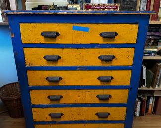 office blue yellow dresser