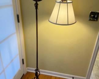 Vintage Copper Tone Bridge Floor Lamp w/ Adjustable Brightness Settings	