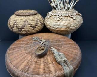 Vintage Basket Collection & Unique Porcupine Quills	