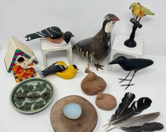Handcrafted Wooden Birds, Mosaic Birdhouse & More