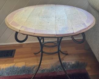 A.P John Coopers Wine Barrel Top Side Table w/ Scroll Pedestal