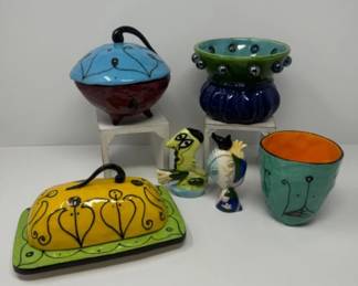 Glazed Ceramics By Artist KriKri '96 + Fish Salt & Pepper Shaker