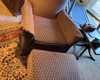 Norwalk Furniture's High Back Chair w/ Rolled Arms & Matching Ottoman	