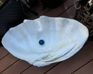 Giant Clam Shell Yard Art w/ Pearl Ball	