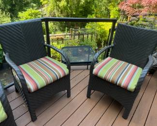 Ebel Patio Set: Wicker Chairs (2) & Metal Accent Table - Set#3