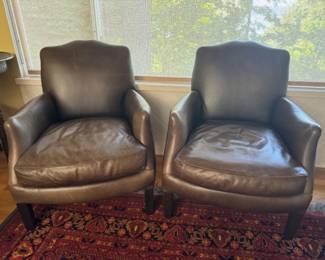 Cisco For Life Brown Leather Wingback Chairs (Set of Two)