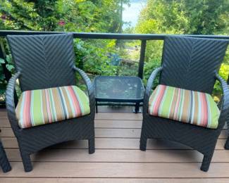 Ebel Patio Set: Wicker Chairs (2) & Metal Accent Table - Set#2