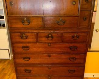 Antique Japanese 3-Part Kimono Tansu Style Clothing Chest