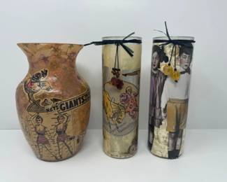 Circus inspired Ceramic Vase and Pillar Candles