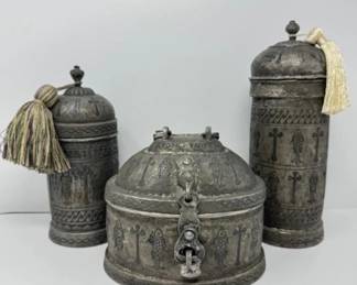 Antique Lunch Box & Ornate Armenian Ciborium (Possibly Isfahan 1802-1803)