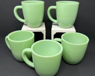 Fire King Style Light Green Jadeite Coffee Mug Set (5)
