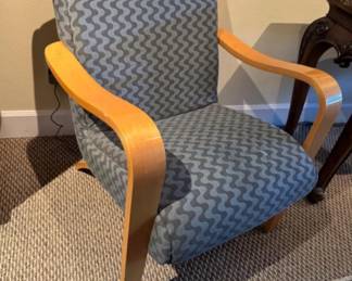 Textured Velvet Chair on Curved Hardwood Base	