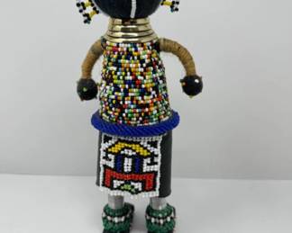 Vintage South African Beaded Doll w/ Metal Neck Ring	