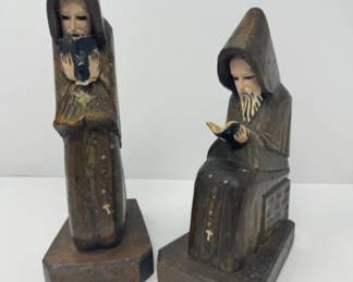 Vintage Hand-Carved Praying Monks or Friars