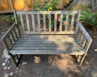 Nicely Weathered Slatted Garden Bench	