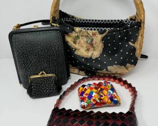 Leather Coin Purse & Satchel + Straw Bag & Purse	
