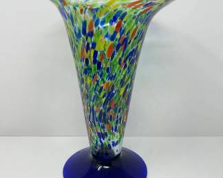 Vibrant Multi-Color Hand-Blown Glass Vase