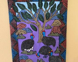 Authentic Zimbabwean Guinea Fowl Tapestry	