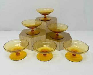 Amber Colored Coupe Sorbet Glasses -Set of 6