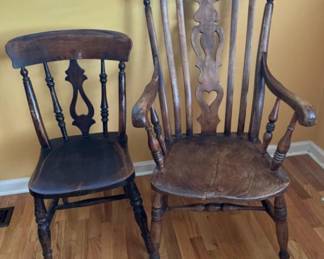 Antique Windsor Style Grandfather Armchair – Fiddle & Slats Back