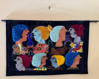 Handwoven Textile Tapestry w/ Vibrant Human Figures	