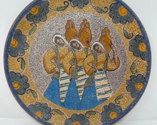 Traditional Style Hand-Painted Ceramic Plate w/ Floral Pattern & Jug Carriers