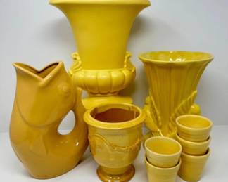 Vintage Style Yellow Gurgle Pot Collection, Planters, & Vases	