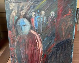 Bold & Expressive Canvas: Crowd in Nocturnal Palette	