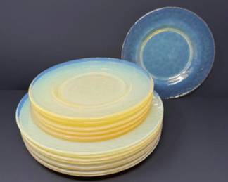 Vintage Effetre Murano Opalescent Italian Art Glass Plate Set