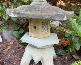 Carved Grey Granite Concrete Garden Lantern	