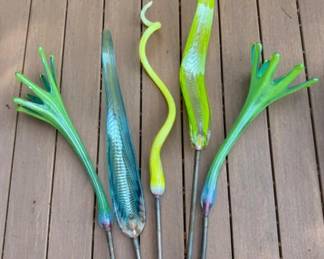 Large Colorful Glass Sprout Garden Stakes (Set Of 5)	
